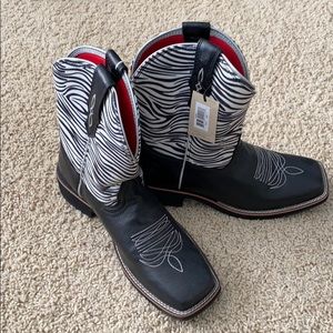 Wrist fatbaby zebra print leather cowboy boots 9.5